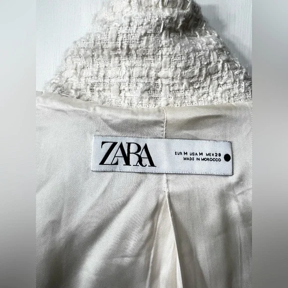 Zara Womens White Bone Gold Buttons Cardigan Sweater Size M - Picture 11 of 12